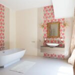 bathroom wallpaper accent wall
